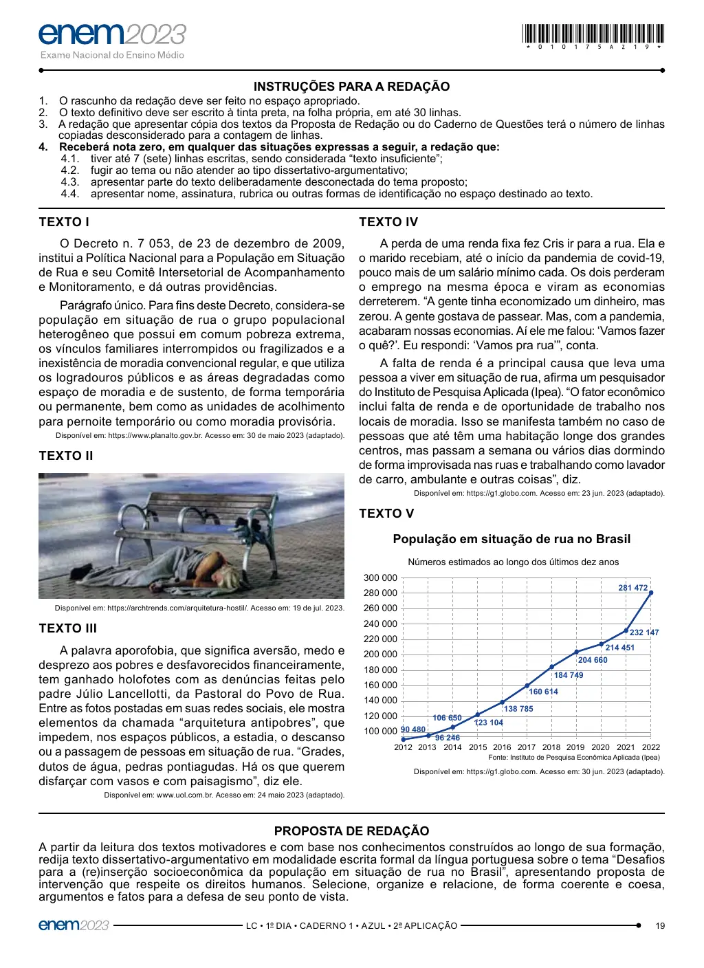 Proposta de redação do Enem 2023 (PPL), como no caderno da prova