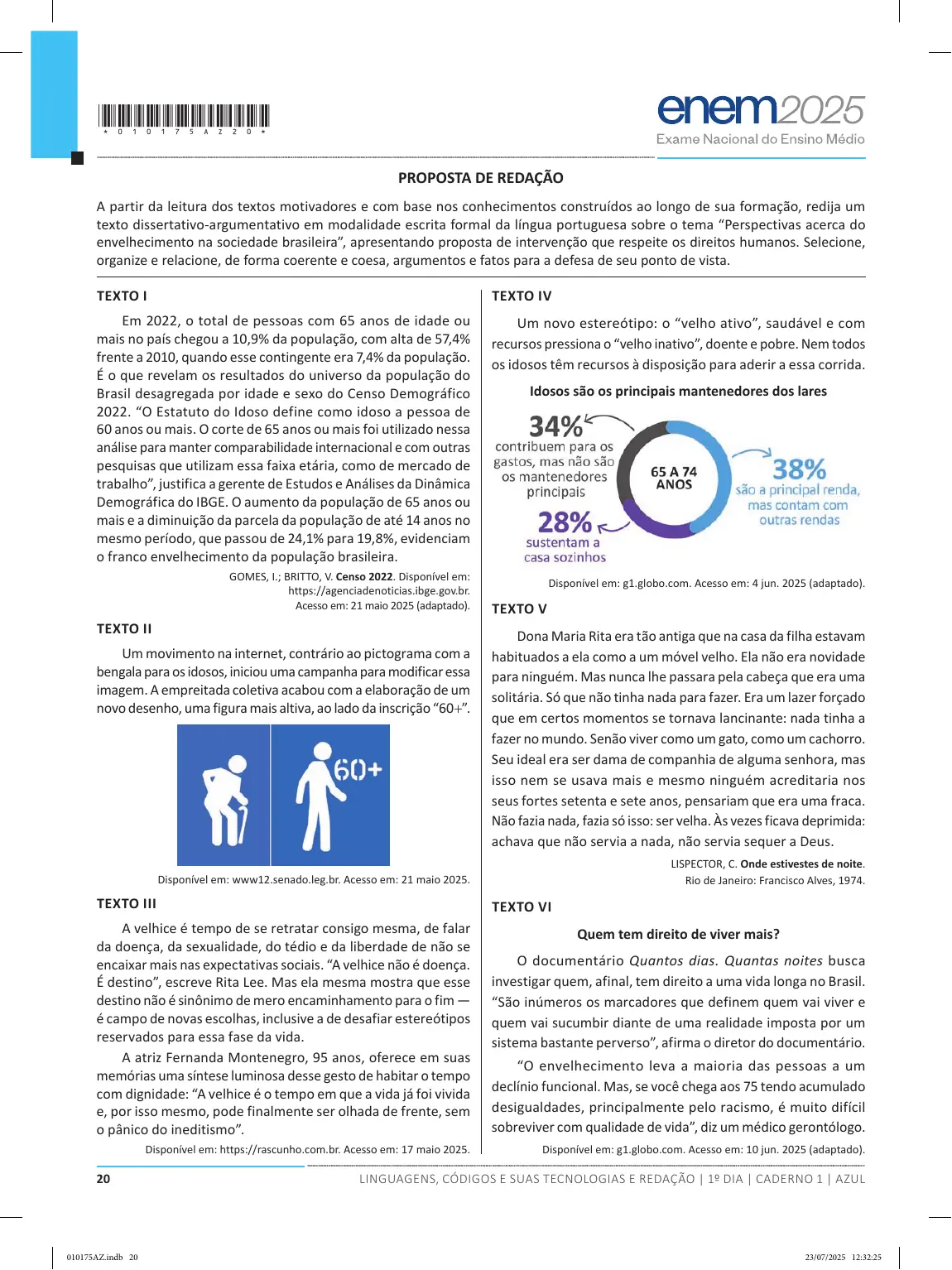 Proposta de redação do Enem 2025, como no caderno da prova